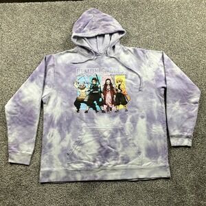 Demon Slayer Hoodie Size Extra Large Tie Dye Anime Sweatshirt‎ Acid Wash Purple